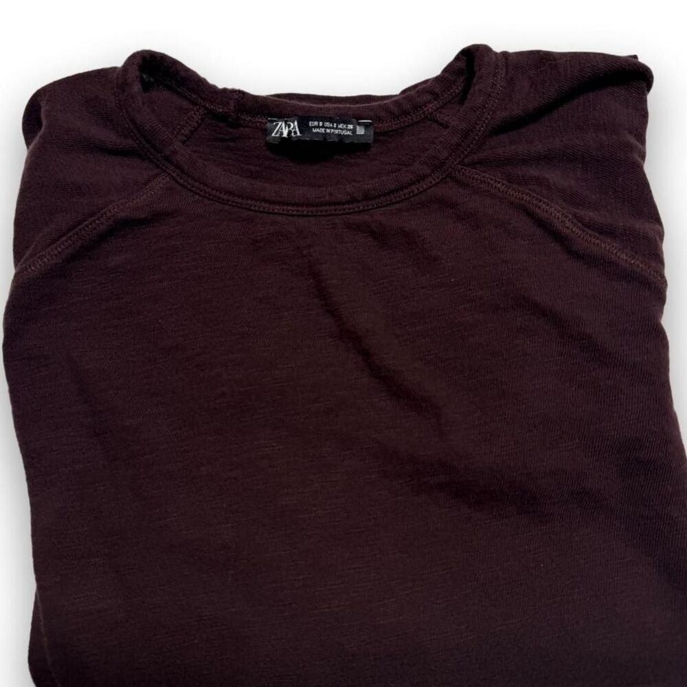 Zara Women's Brown and Burgundy Shirt